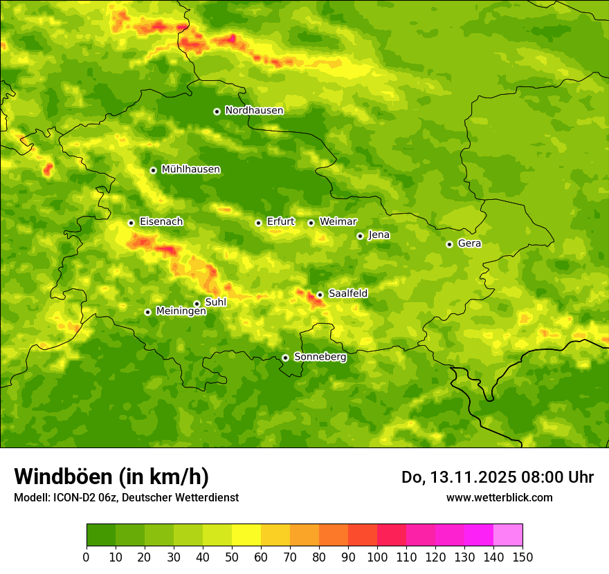 Modellkarten Windgeschwindigkeit