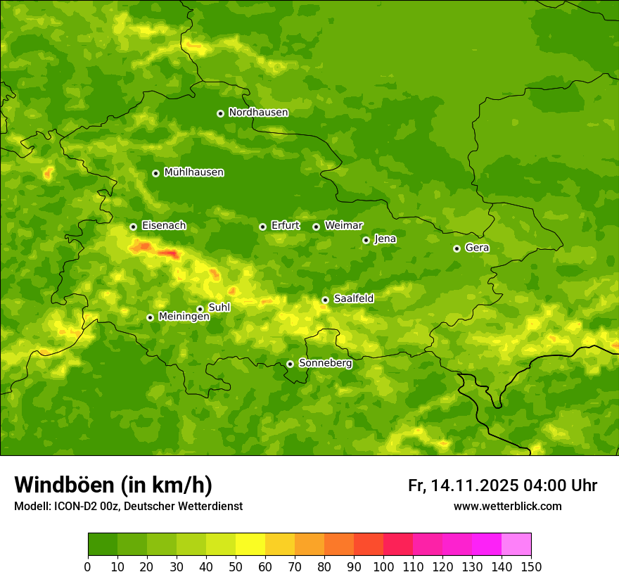 Modellkarten Windgeschwindigkeit
