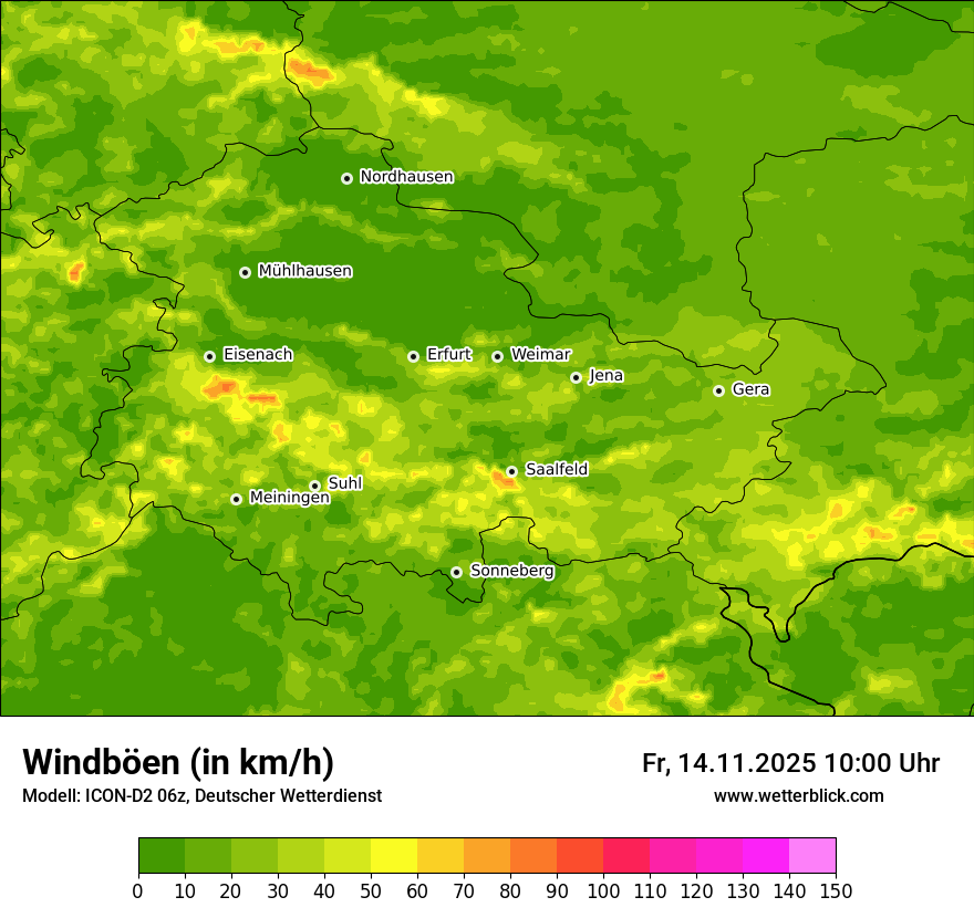 Modellkarten Windgeschwindigkeit