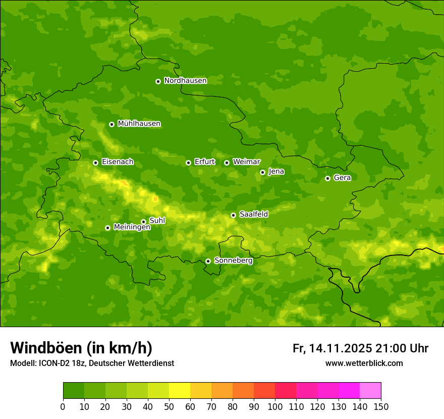 Modellkarten Windgeschwindigkeit
