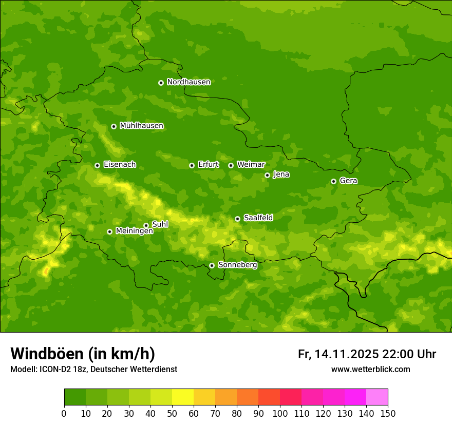Modellkarten Windgeschwindigkeit