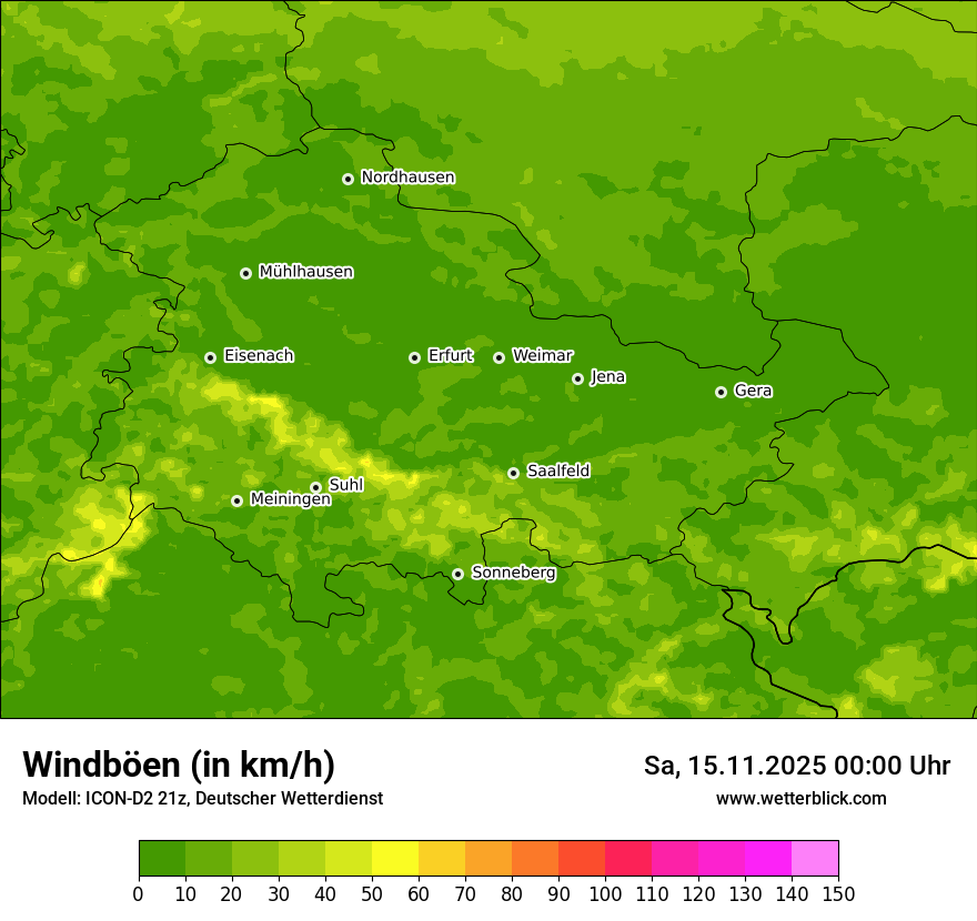Modellkarten Windgeschwindigkeit