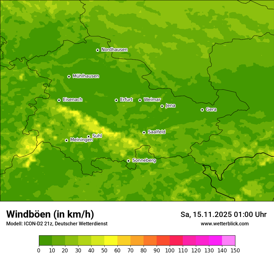 Modellkarten Windgeschwindigkeit