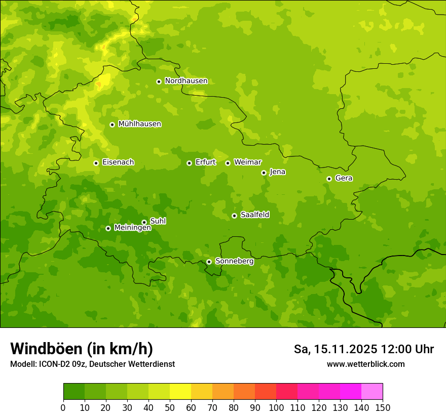 Modellkarten Windgeschwindigkeit