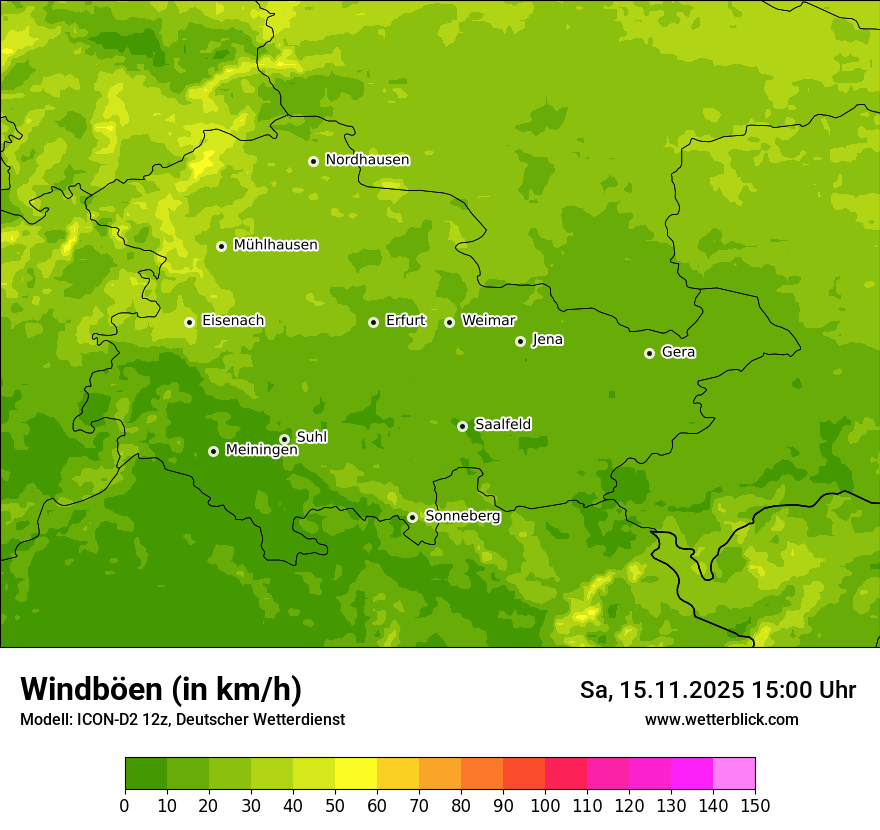 Modellkarten Windgeschwindigkeit