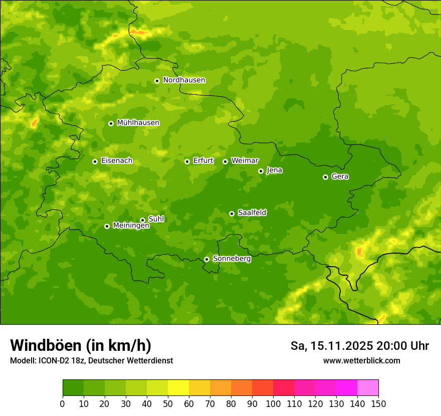 Modellkarten Windgeschwindigkeit