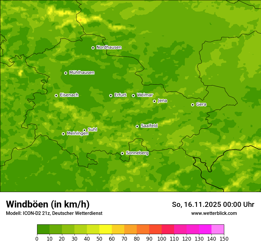 Modellkarten Windgeschwindigkeit