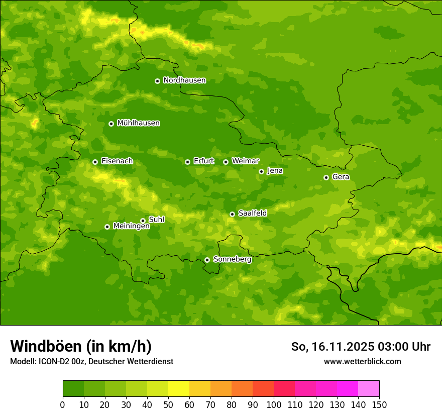 Modellkarten Windgeschwindigkeit