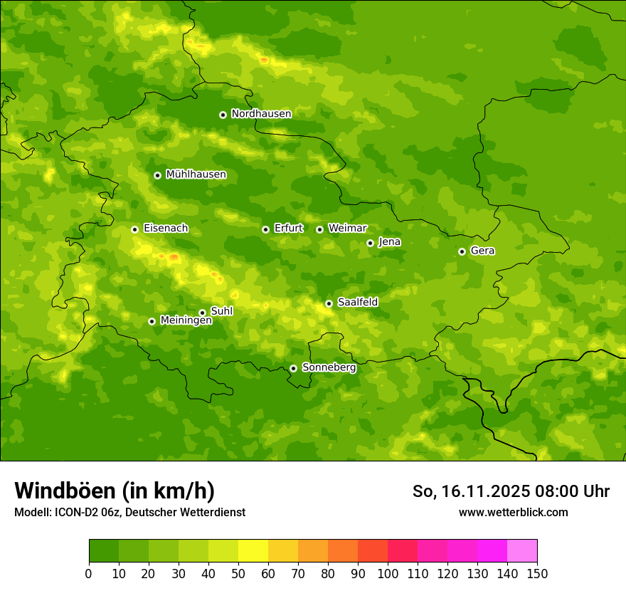 Modellkarten Windgeschwindigkeit