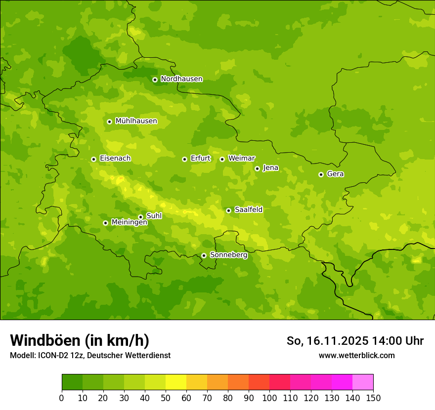 Modellkarten Windgeschwindigkeit
