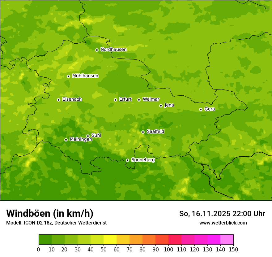 Modellkarten Windgeschwindigkeit