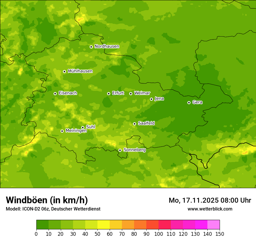Modellkarten Windgeschwindigkeit