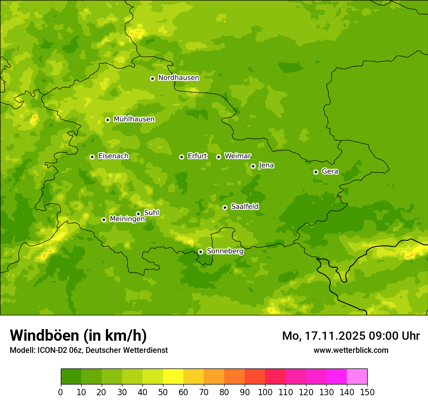 Modellkarten Windgeschwindigkeit