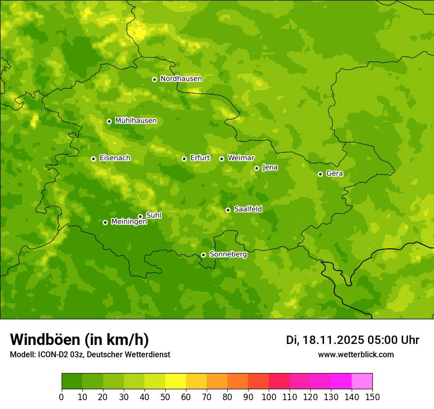 Modellkarten Windgeschwindigkeit