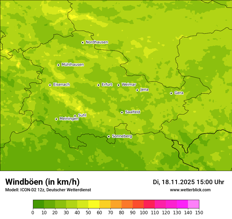 Modellkarten Windgeschwindigkeit