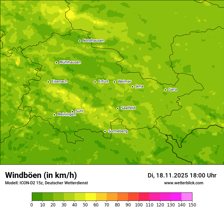 Modellkarten Windgeschwindigkeit