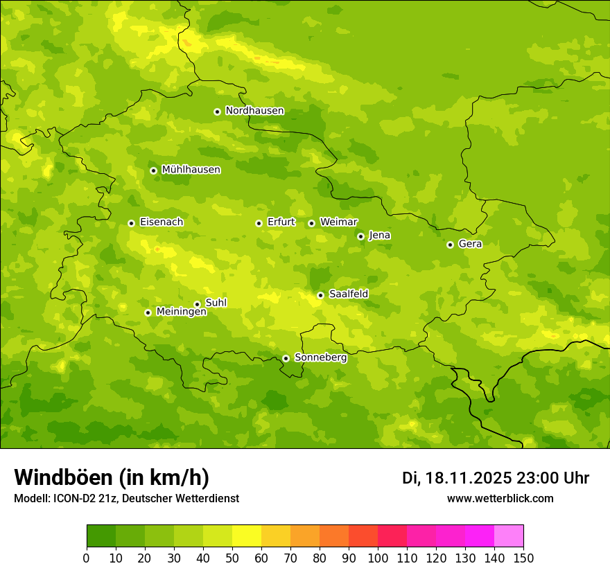 Modellkarten Windgeschwindigkeit