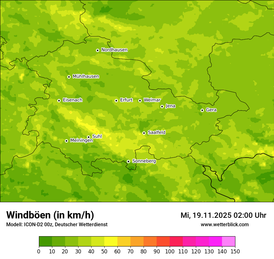 Modellkarten Windgeschwindigkeit