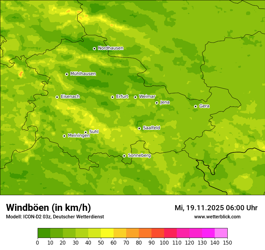 Modellkarten Windgeschwindigkeit