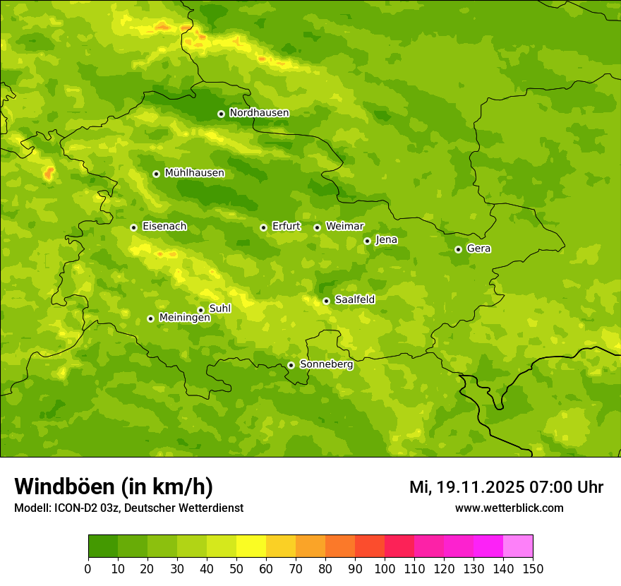 Modellkarten Windgeschwindigkeit