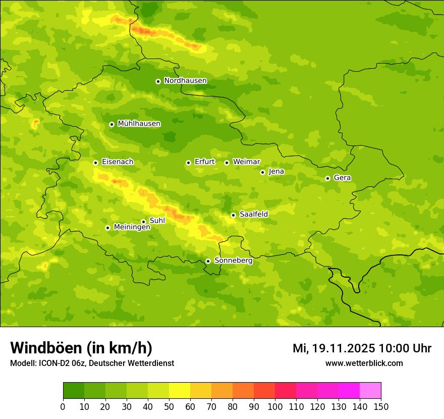 Modellkarten Windgeschwindigkeit