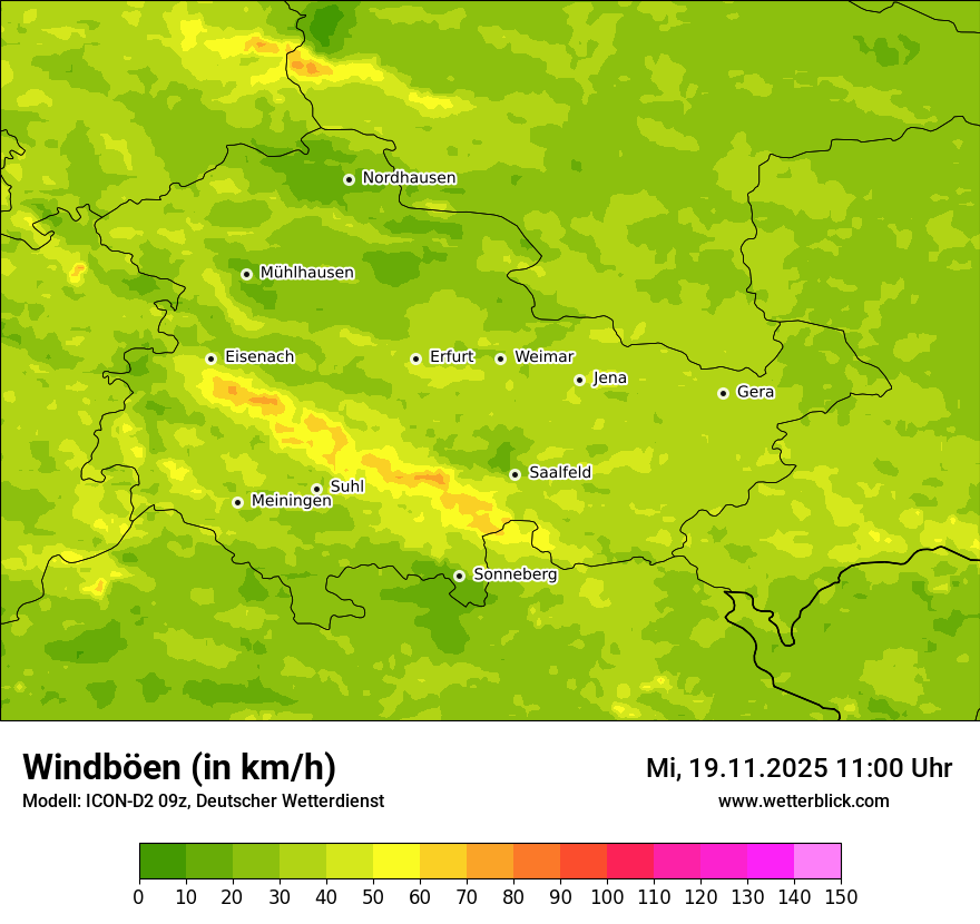 Modellkarten Windgeschwindigkeit