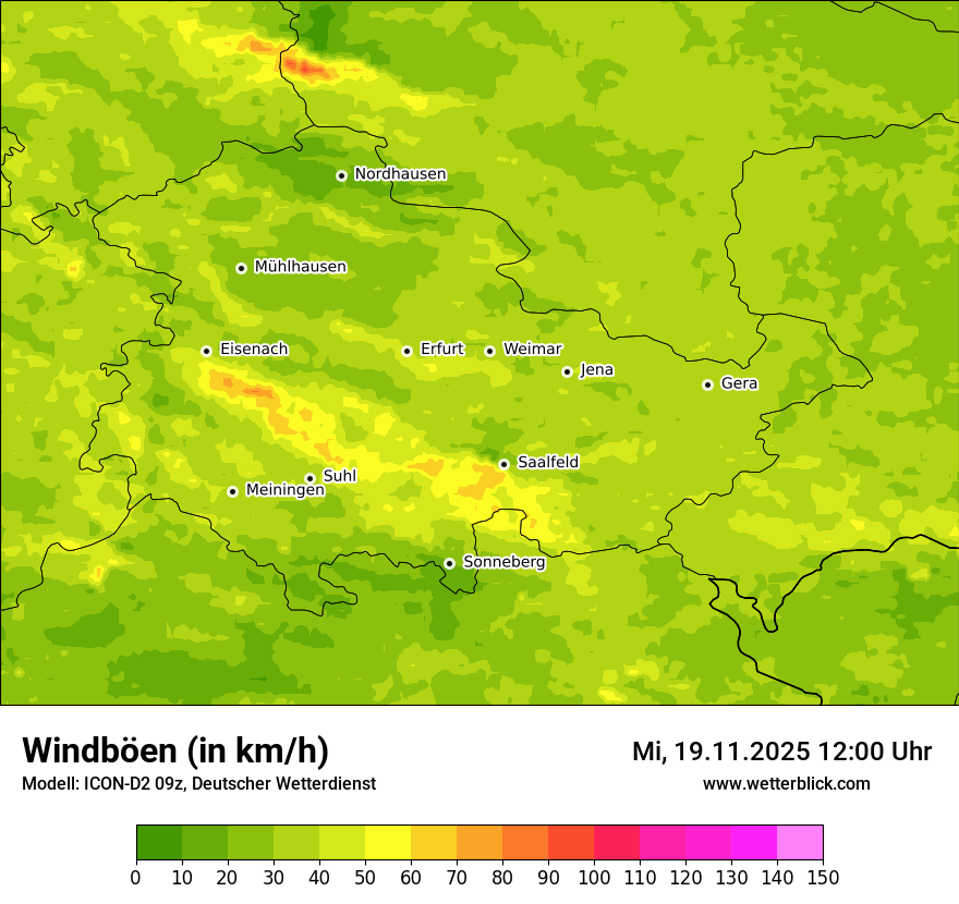 Modellkarten Windgeschwindigkeit