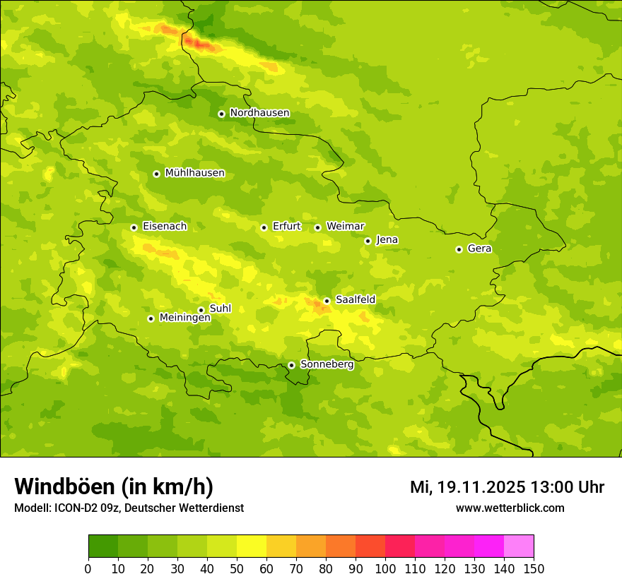 Modellkarten Windgeschwindigkeit
