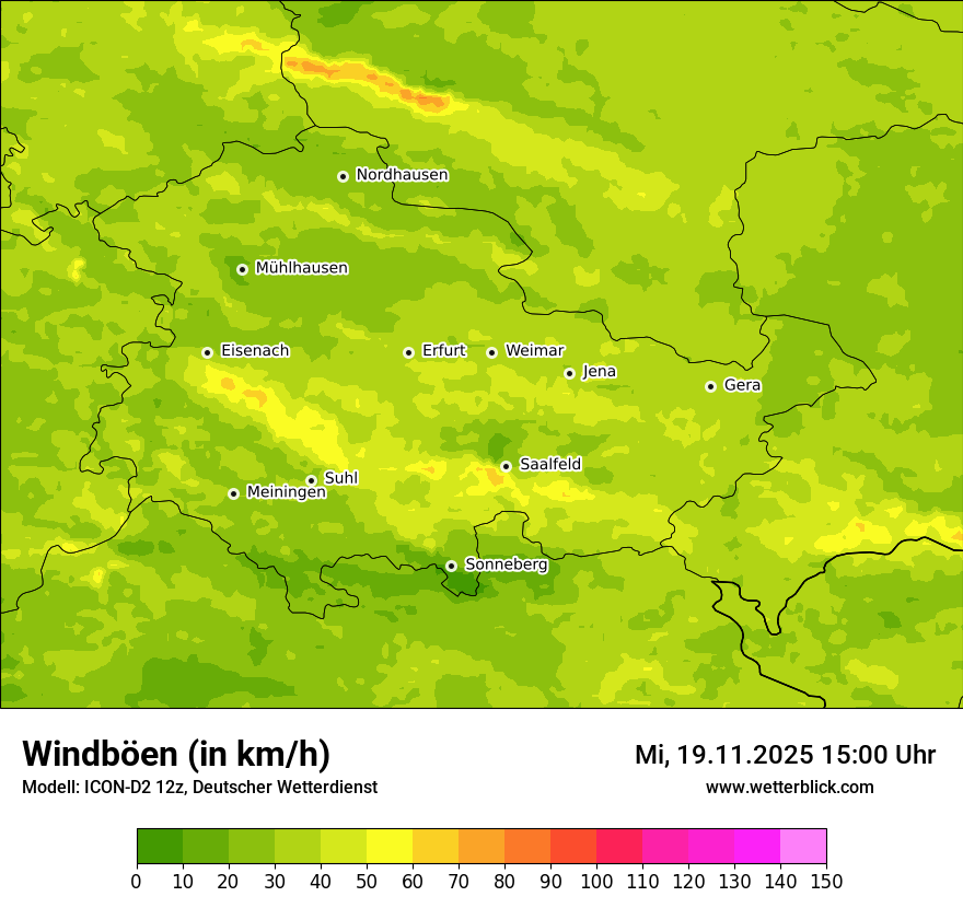 Modellkarten Windgeschwindigkeit