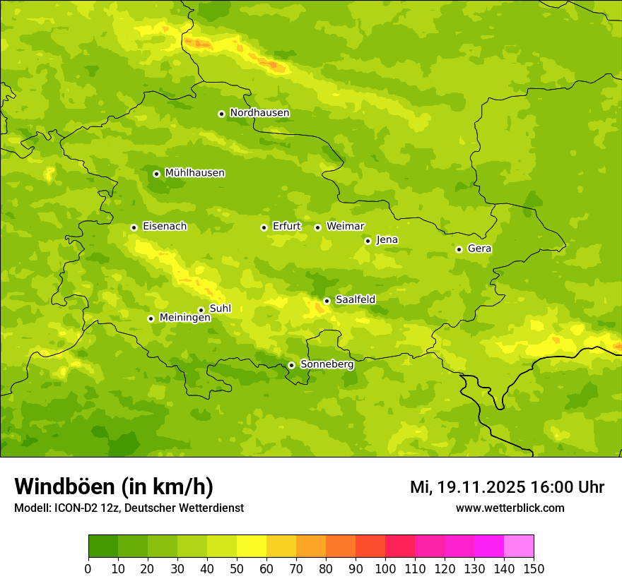 Modellkarten Windgeschwindigkeit