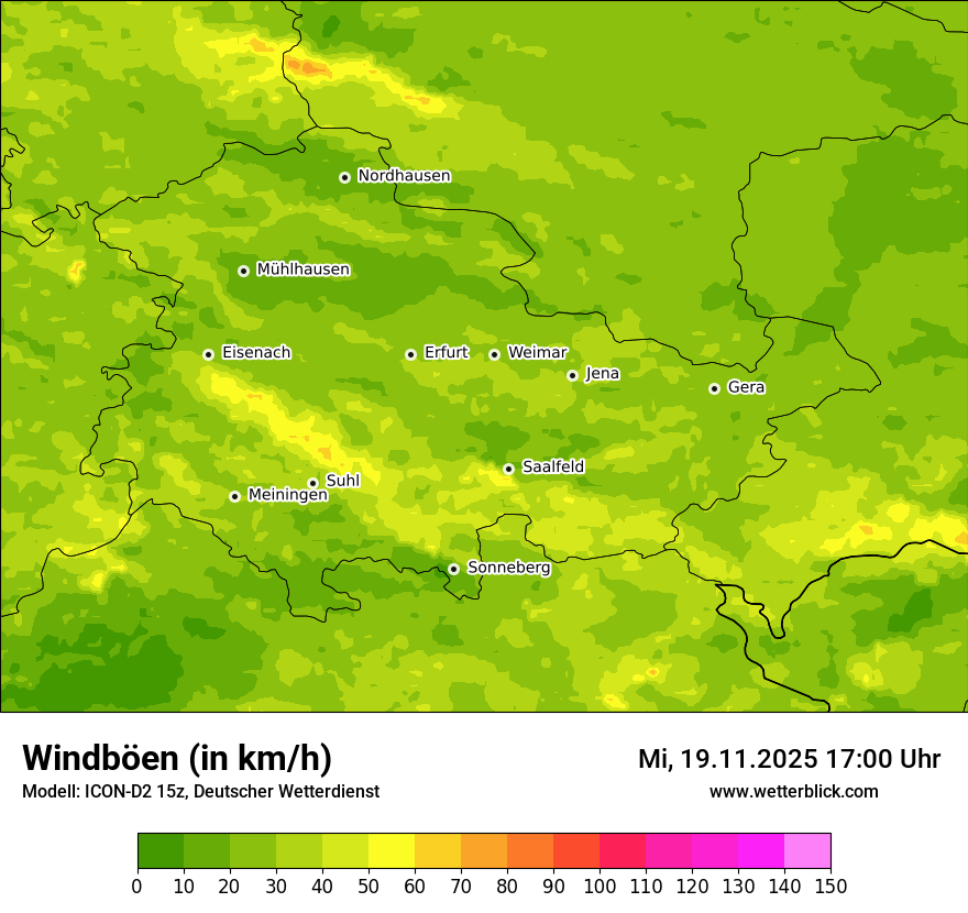 Modellkarten Windgeschwindigkeit