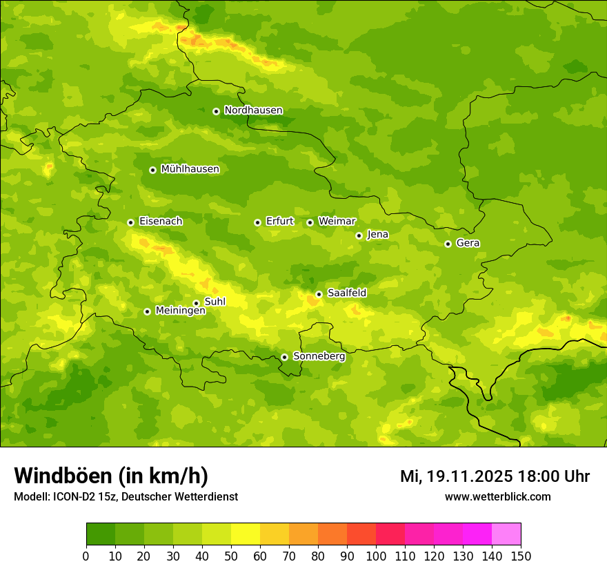 Modellkarten Windgeschwindigkeit