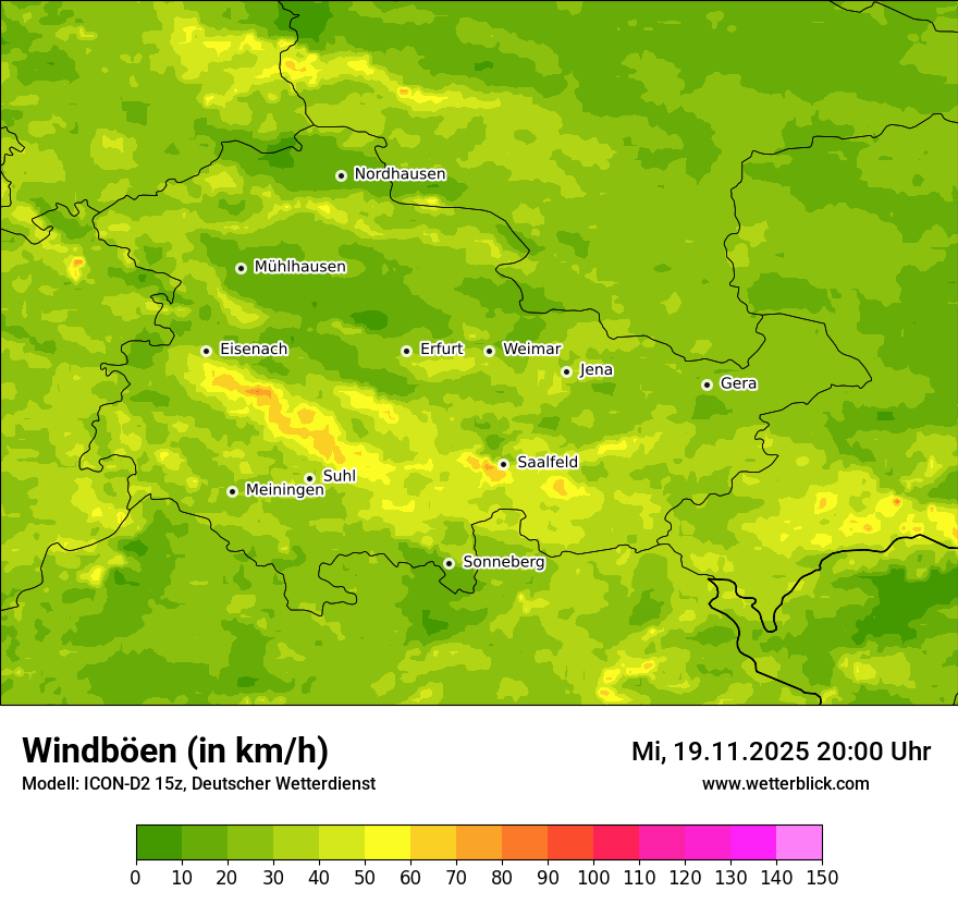 Modellkarten Windgeschwindigkeit