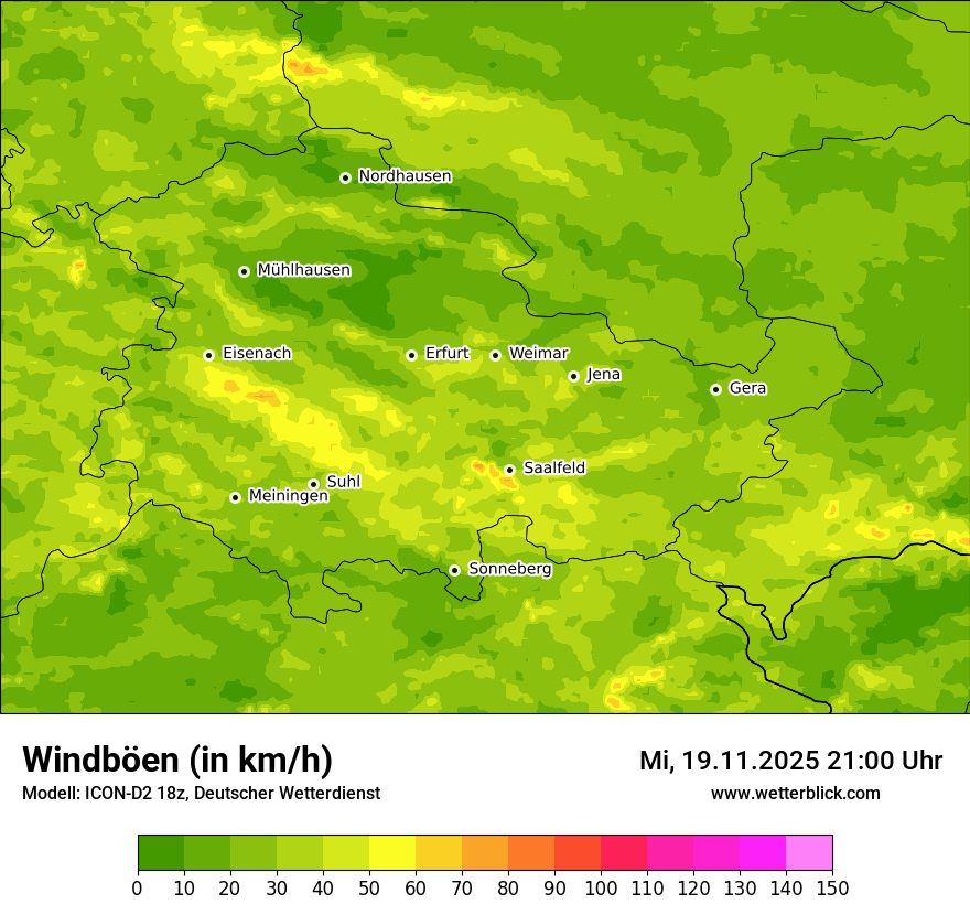 Modellkarten Windgeschwindigkeit