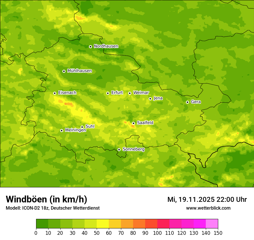 Modellkarten Windgeschwindigkeit