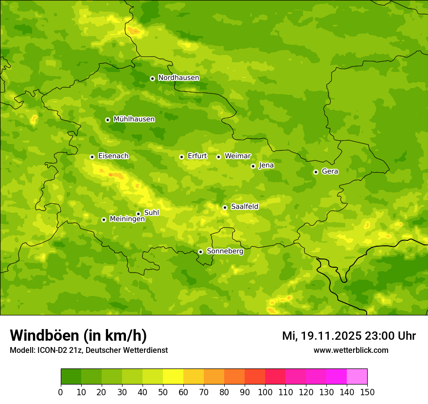 Modellkarten Windgeschwindigkeit