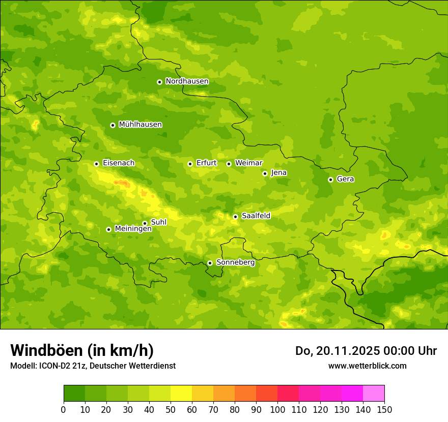 Modellkarten Windgeschwindigkeit