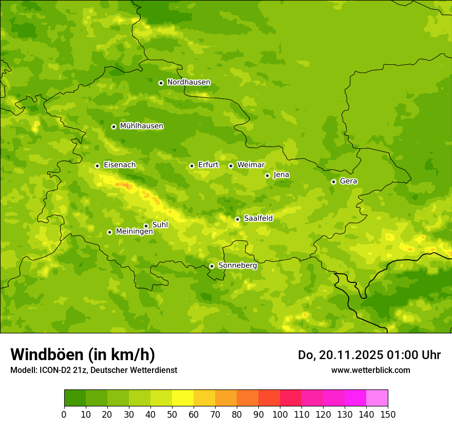 Modellkarten Windgeschwindigkeit