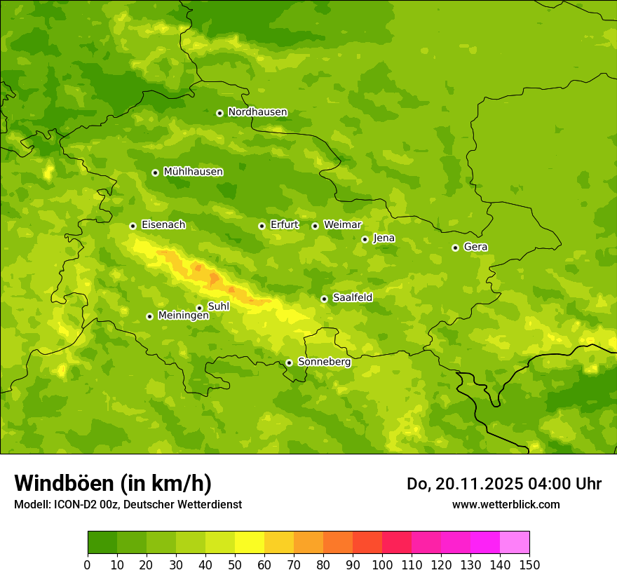 Modellkarten Windgeschwindigkeit