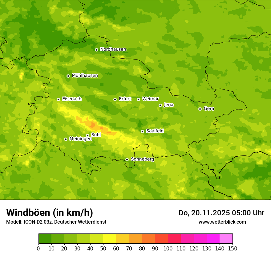 Modellkarten Windgeschwindigkeit