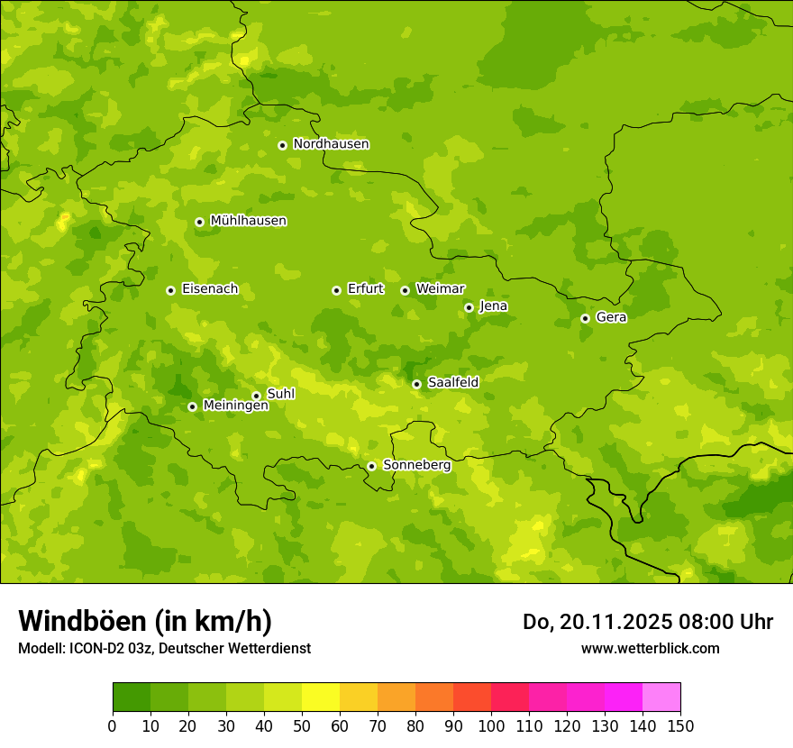 Modellkarten Windgeschwindigkeit