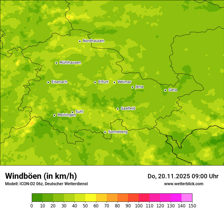 Modellkarten Windgeschwindigkeit