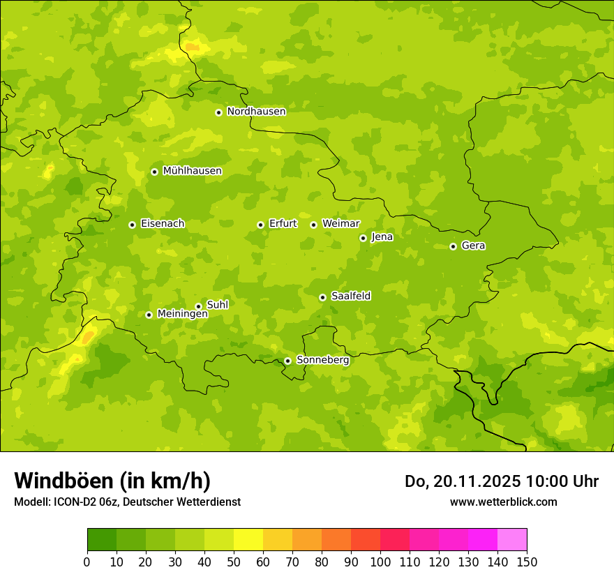 Modellkarten Windgeschwindigkeit