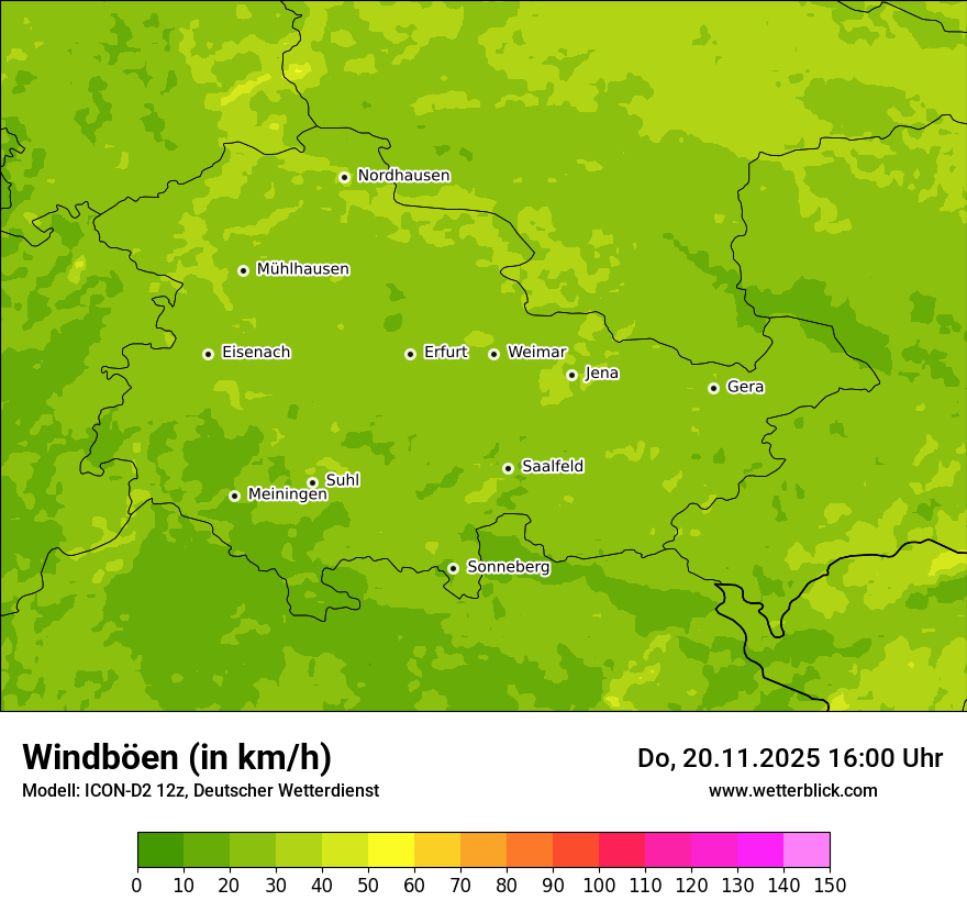 Modellkarten Windgeschwindigkeit