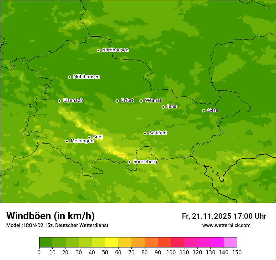 Modellkarten Windgeschwindigkeit