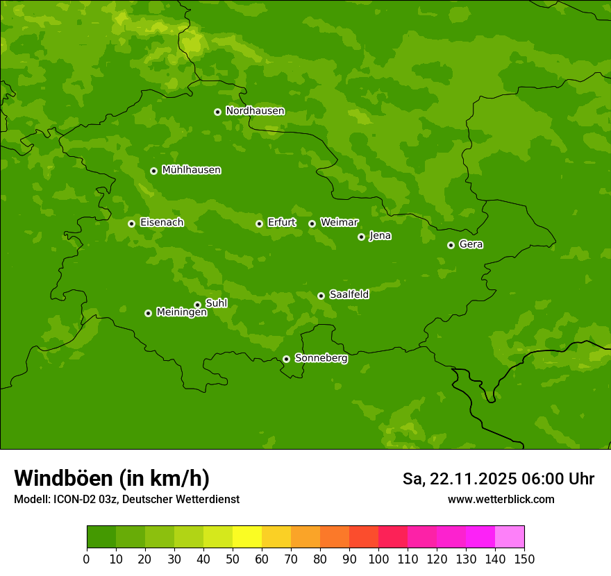 Modellkarten Windgeschwindigkeit