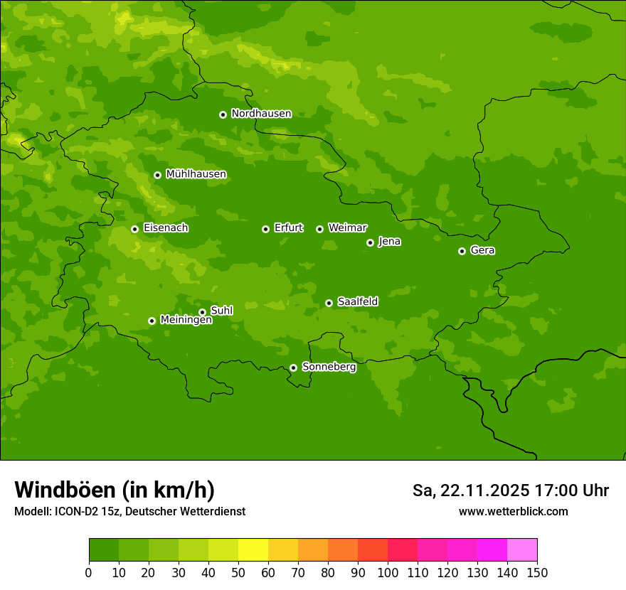 Modellkarten Windgeschwindigkeit