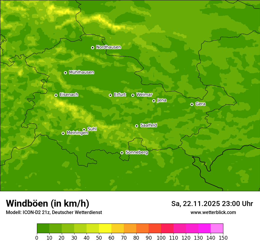 Modellkarten Windgeschwindigkeit