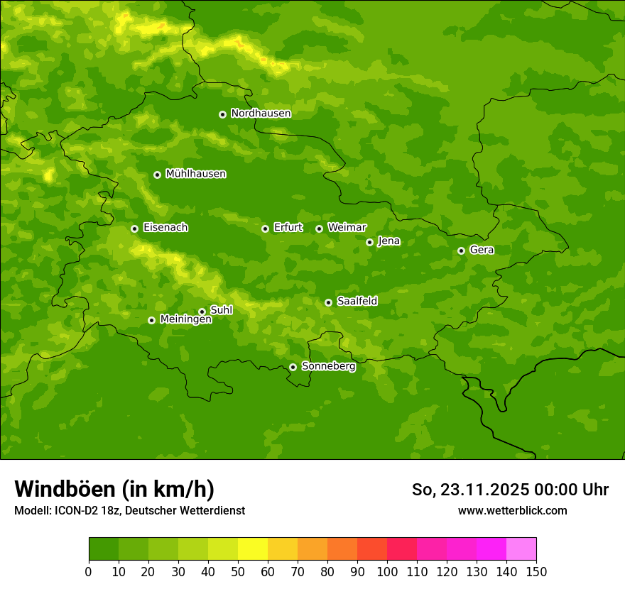 Modellkarten Windgeschwindigkeit
