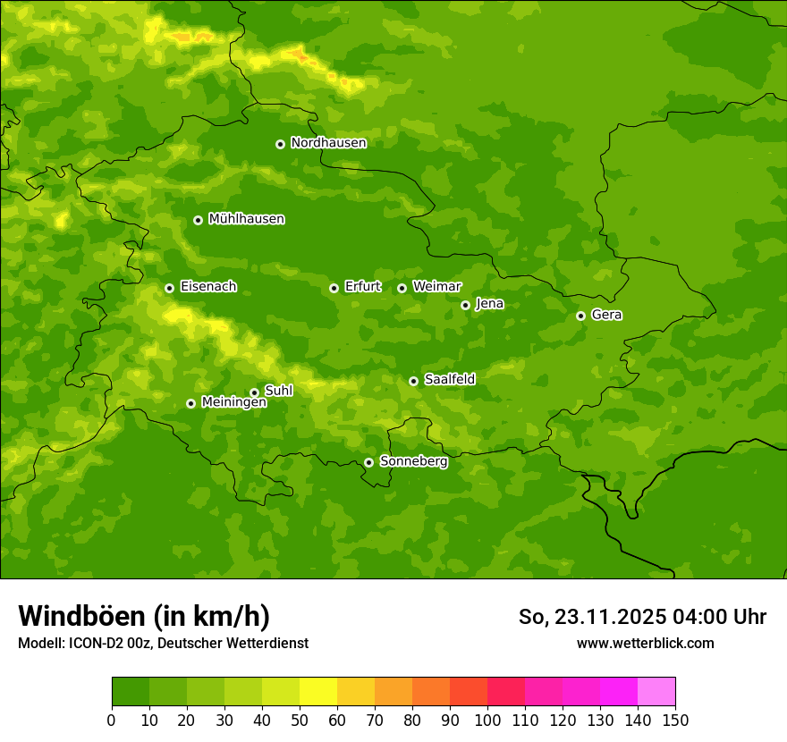 Modellkarten Windgeschwindigkeit